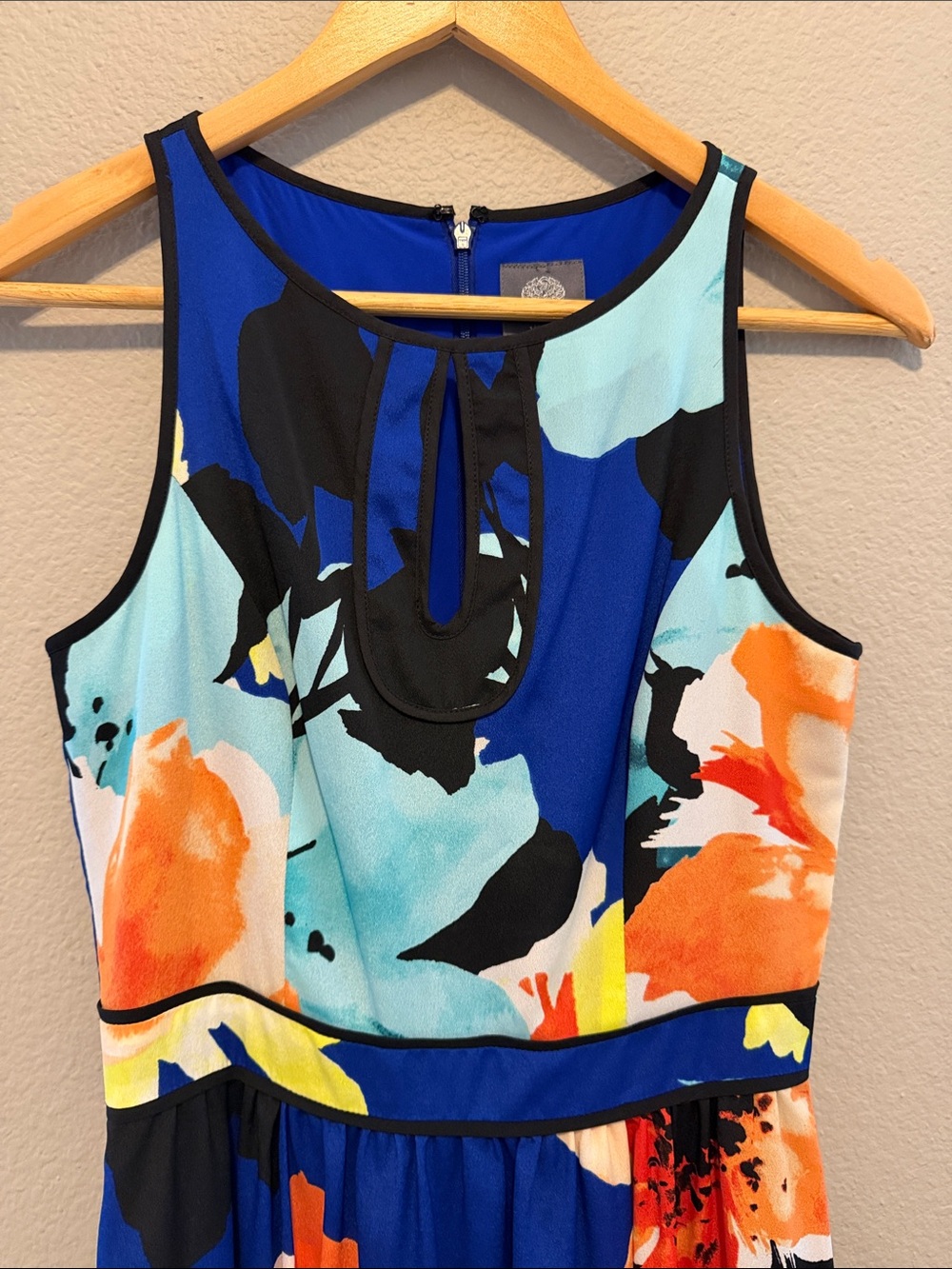 Vince Camuto Royal Blue Floral Maxi Dress 4 - Picture 4 of 6